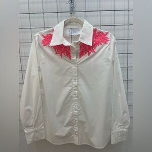 The Shirt Embroidered white button down blouse